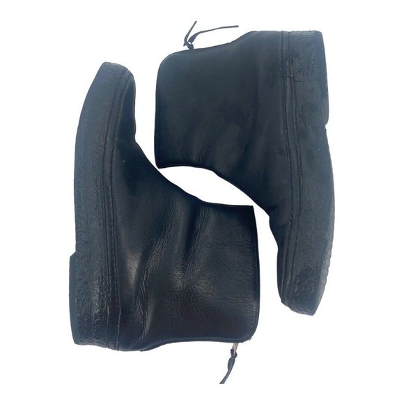 Vintage Bates Floaters Black Leather Ankle Boots Zip Back Fleece Lined Woman's 8 - Picture 5 of 10